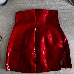 Fashion Brand Company Red Vinyl Pencil Skirt